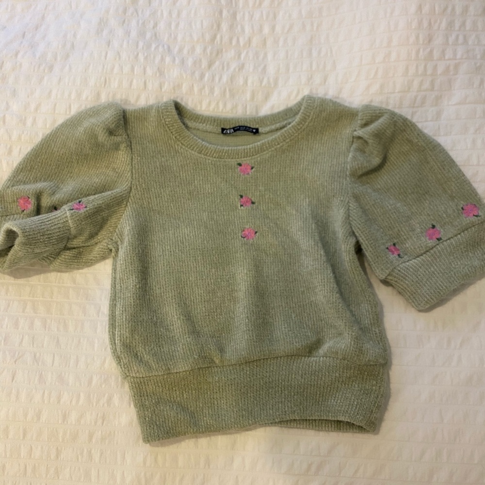 Zara green embroidered sweater